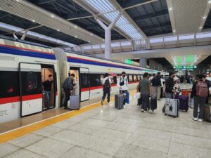 Lao china railway train inside and platform