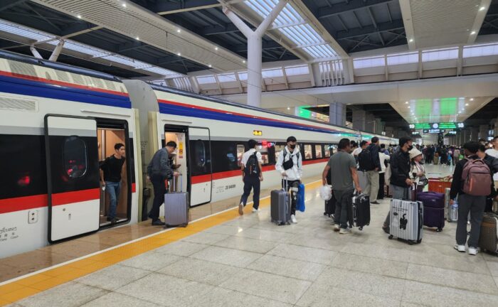 Lao china railway train inside and platform