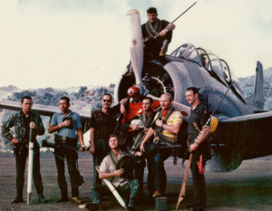 Raven forward air controllers pose for a group photo in front of a T-28 in Long Tieng in 1970. Manfred Antes/National Museum of the US Airforce